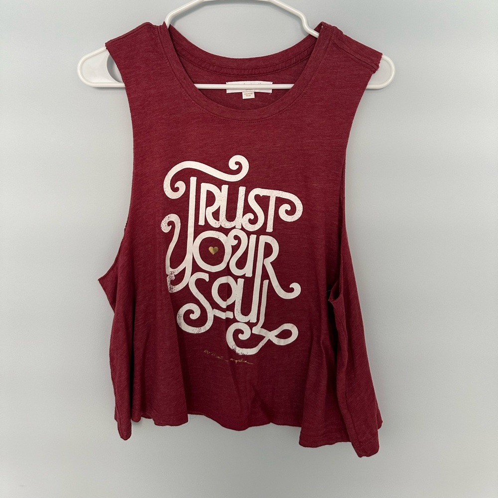 Spiritual Gangster Red Graphic Crop Tank Top Size L